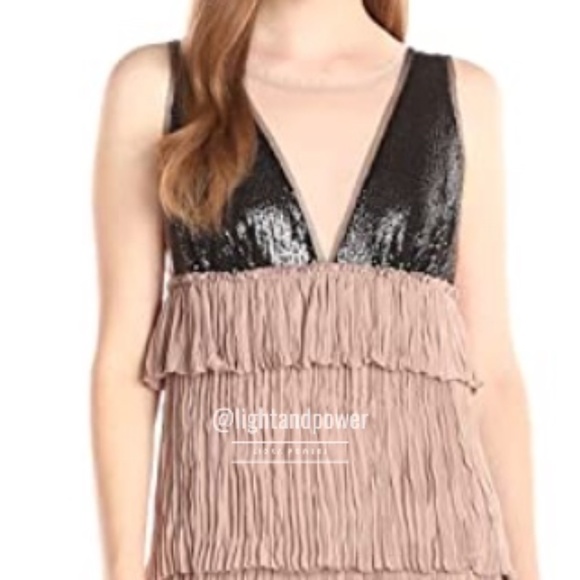 BCBGMaxAzria Tops - BCBG Max Azria Sequin Tiered Blouse M EUC
